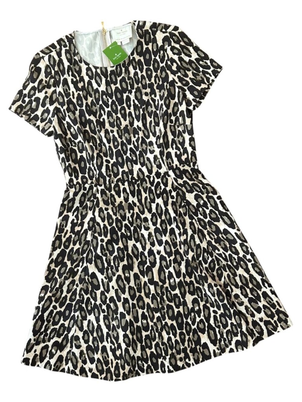 NWT Kate Spade New York Autumn Leopard Fit-and-Flare Dress Classic Beige Size 6 - Picture 15 of 15